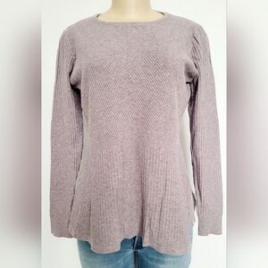 Vila Milano Women's Wool Blend Sweater Boat Neck Soft Peplum Hem Mauve Small